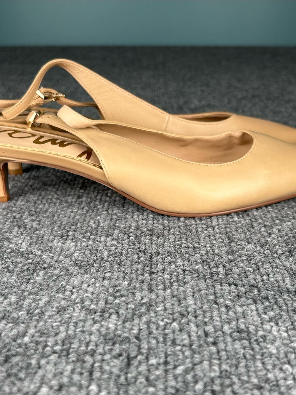 Sam Edelman Bianka Slingback Pump Neutral Nude Leather 8.5 Wedding Formal Prom - Picture 4 of 14